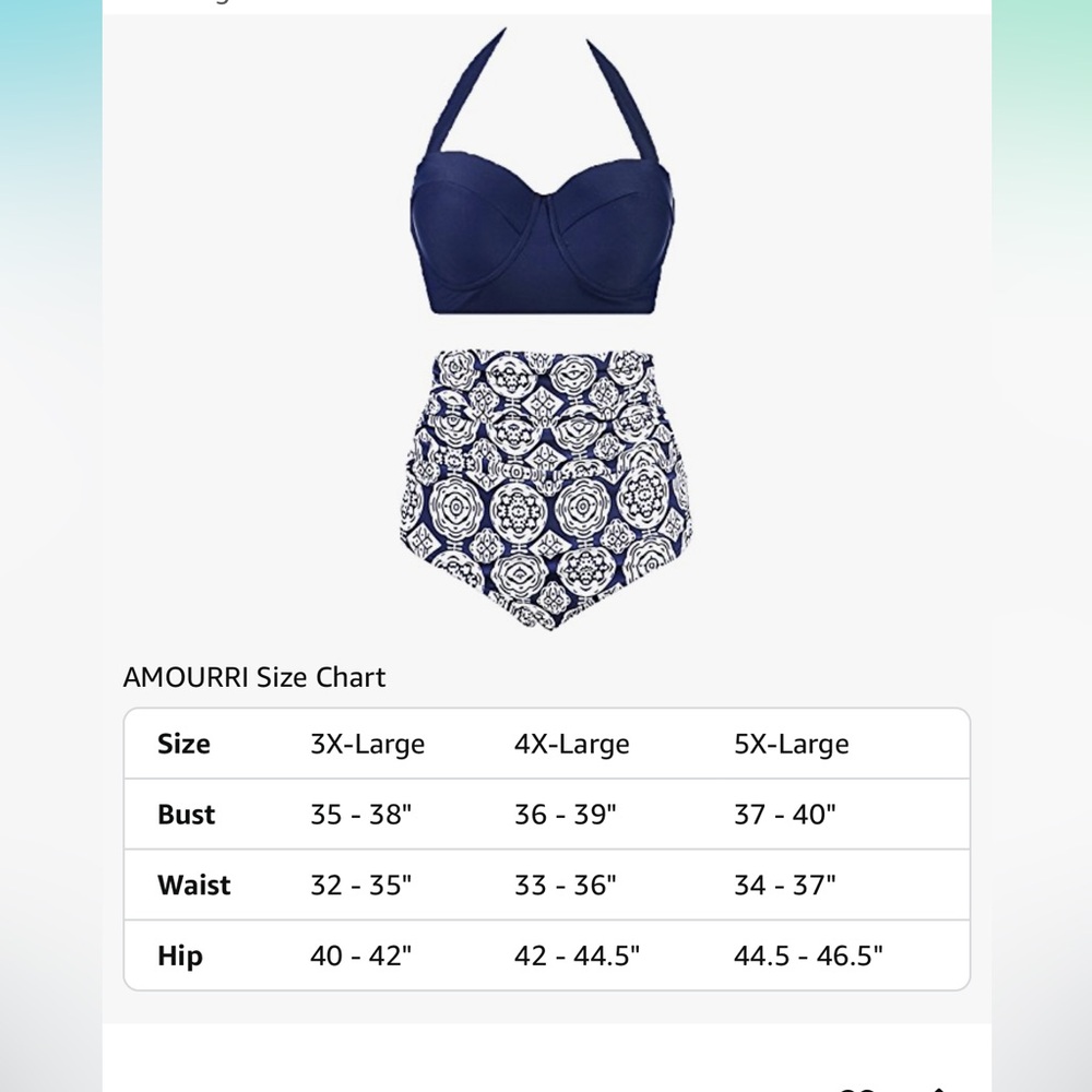 Navy Halter Bikini Top with Patterned Bottom - Picture 2 of 7
